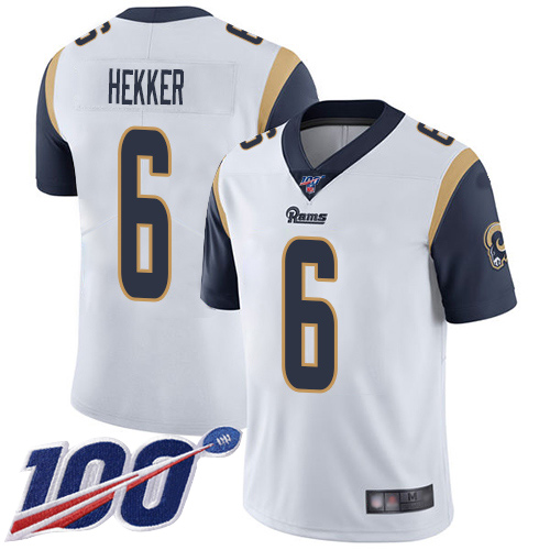Rams #6 Johnny Hekker White Youth Stitched Football 100th Season Vapor Limited Jersey