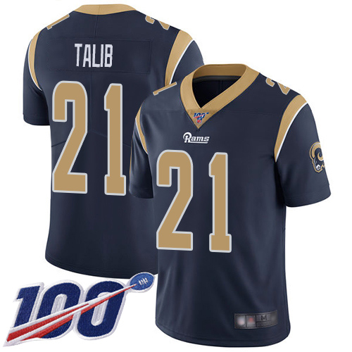 Rams #21 Aqib Talib Navy Blue Team Color Youth Stitched Football 100th Season Vapor Limited Jersey