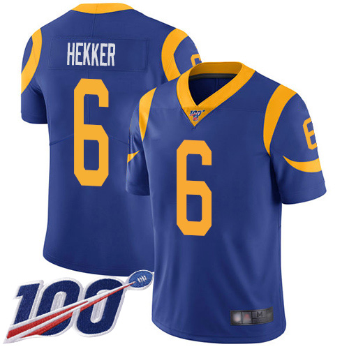 Rams #6 Johnny Hekker Royal Blue Alternate Youth Stitched Football 100th Season Vapor Limited Jersey Rams #6 Johnny Hekker Royal Blue Alternate Youth Stitched Football 100th Season Vapor Limited Jersey