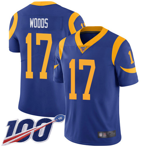 Rams #17 Robert Woods Royal Blue Alternate Youth Stitched Football 100th Season Vapor Limited Jersey