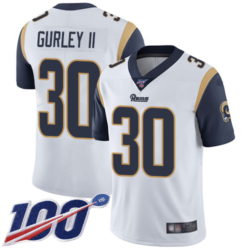 Rams #30 Todd Gurley II White Youth Stitched Football 100th Season Vapor Limited Jersey