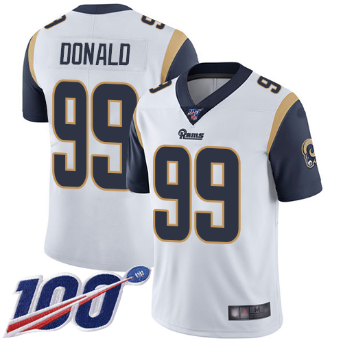 Rams #99 Aaron Donald White Youth Stitched Football 100th Season Vapor Limited Jersey