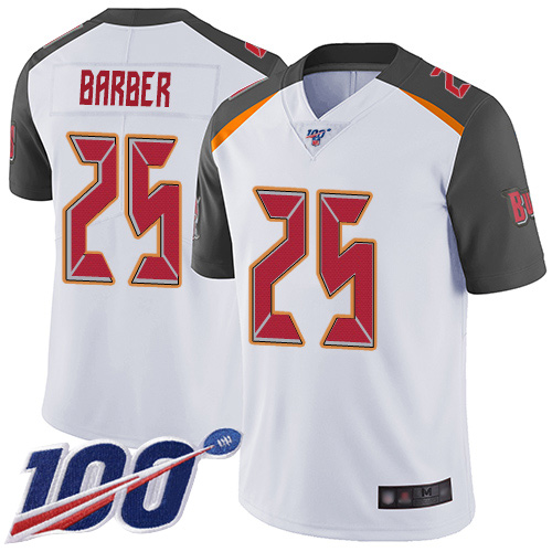 Buccaneers #25 Peyton Barber White Youth Stitched Football 100th Season Vapor Limited Jersey
