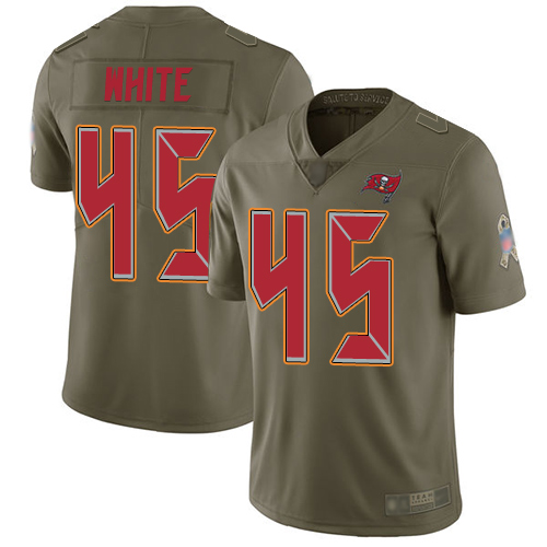 Buccaneers #41 Devin White Olive Youth Stitched Football Limited 2017 Salute to Service Jersey