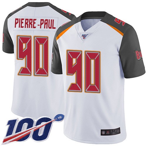 Buccaneers #90 Jason Pierre-Paul White Youth Stitched Football 100th Season Vapor Limited Jersey