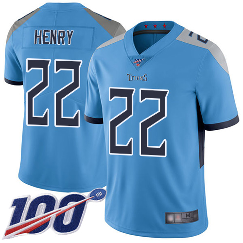 Titans #22 Derrick Henry Light Blue Alternate Youth Stitched Football 100th Season Vapor Limited Jersey