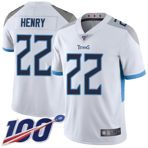 Titans #22 Derrick Henry White Youth Stitched Football 100th Season Vapor Limited Jersey