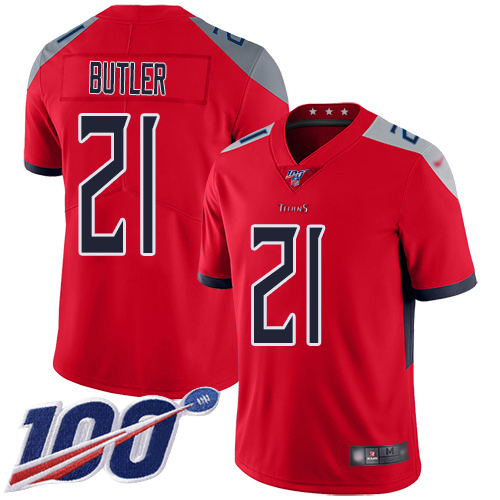 Titans #21 Malcolm Butler Red Youth Stitched Football Limited Inverted Legend 100th Season Jersey