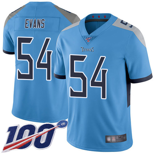 Titans #54 Rashaan Evans Light Blue Alternate Youth Stitched Football 100th Season Vapor Limited Jersey Titans #54 Rashaan Evans Light Blue Alternate Youth Stitched Football 100th Season Vapor Limited Jersey