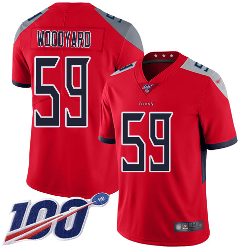 Titans #59 Wesley Woodyard Red Youth Stitched Football Limited Inverted Legend 100th Season Jersey