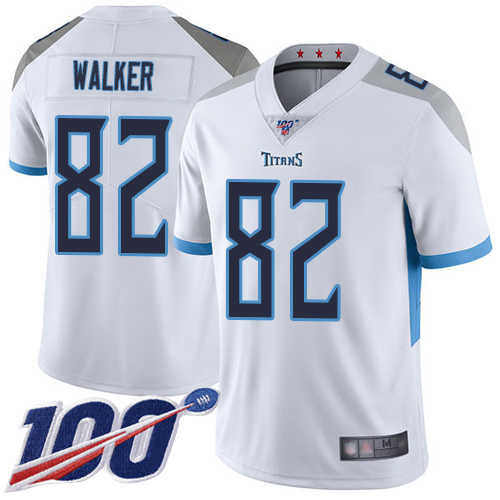 Titans #82 Delanie Walker White Youth Stitched Football 100th Season Vapor Limited Jersey