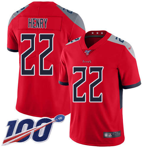 Titans #22 Derrick Henry Red Youth Stitched Football Limited Inverted Legend 100th Season Jersey
