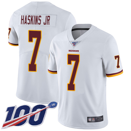 Redskins #7 Dwayne Haskins Jr White Youth Stitched Football 100th Season Vapor Limited Jersey