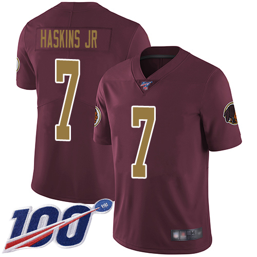 Redskins #7 Dwayne Haskins Jr Burgundy Red Alternate Youth Stitched Football 100th Season Vapor Limited Jersey