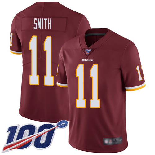 Redskins #11 Alex Smith Burgundy Red Team Color Youth Stitched Football 100th Season Vapor Limited Jersey