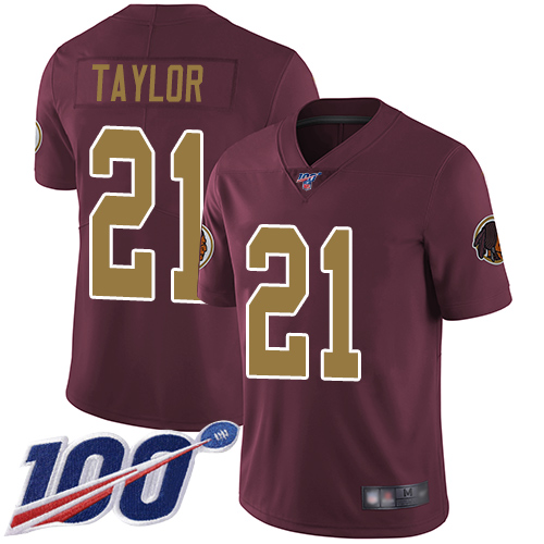 Redskins #21 Sean Taylor Burgundy Red Alternate Youth Stitched Football 100th Season Vapor Limited Jersey