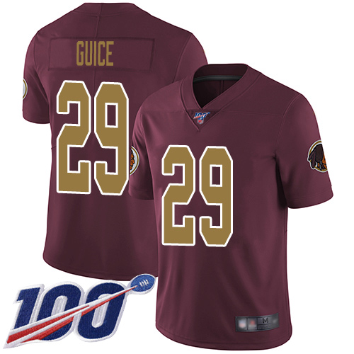 Redskins #29 Derrius Guice Burgundy Red Alternate Youth Stitched Football 100th Season Vapor Limited Jersey