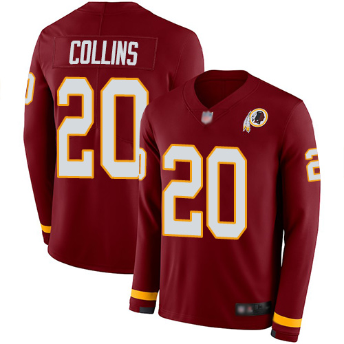 Nike Redskins #20 Landon Collins Burgundy Red Team Color Youth Stitched NFL Limited Therma Long Sleeve Jersey