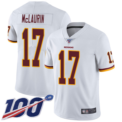 Redskins #17 Terry McLaurin White Youth Stitched Football 100th Season Vapor Limited Jersey