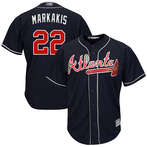 Braves #22 Nick Markakis Navy Blue Cool Base Stitched Youth Baseball Jersey Braves #22 Nick Markakis Navy Blue Cool Base Stitched Youth Baseball Jersey