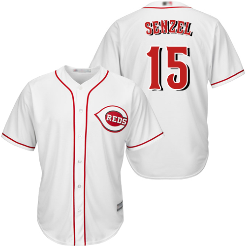 Reds #15 Nick Senzel White Cool Base Stitched Youth Baseball Jersey