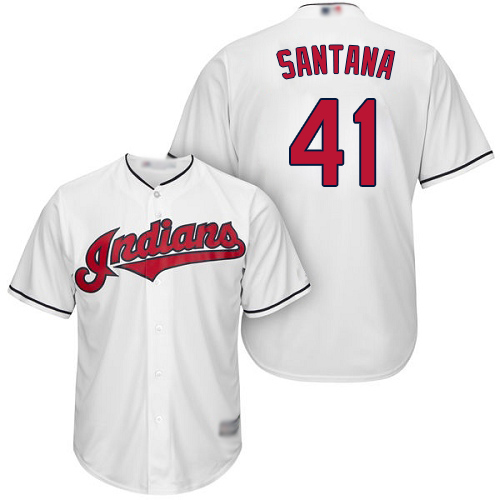 Indians #41 Carlos Santana White Home Stitched Youth Baseball Jersey