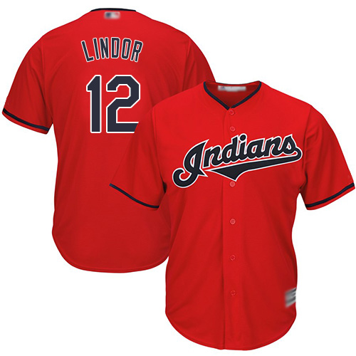 Indians #12 Francisco Lindor Red Stitched Youth Baseball Jersey
