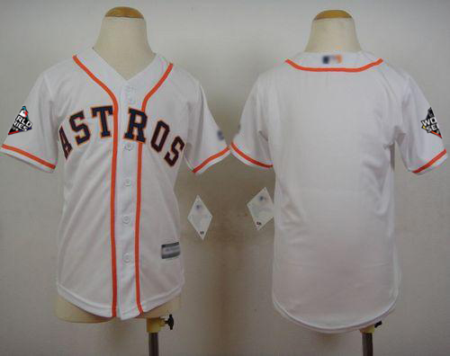 Astros Blank White Cool Base 2019 World Series Bound Stitched Youth Baseball Jersey