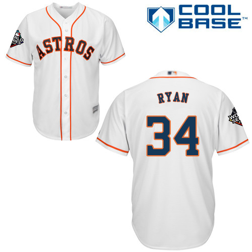 Astros #34 Nolan Ryan White Cool Base 2019 World Series Bound Stitched Youth Baseball Jersey