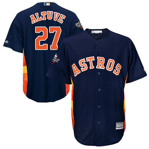 Astros #27 Jose Altuve Navy Blue Cool Base 2019 World Series Bound Stitched Youth Baseball Jersey