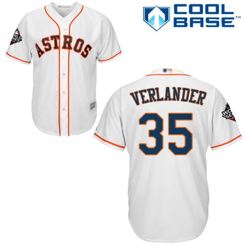 Astros #35 Justin Verlander White Cool Base 2019 World Series Bound Stitched Youth Baseball Jersey Astros #35 Justin Verlander White Cool Base 2019 World Series Bound Stitched Youth Baseball Jersey