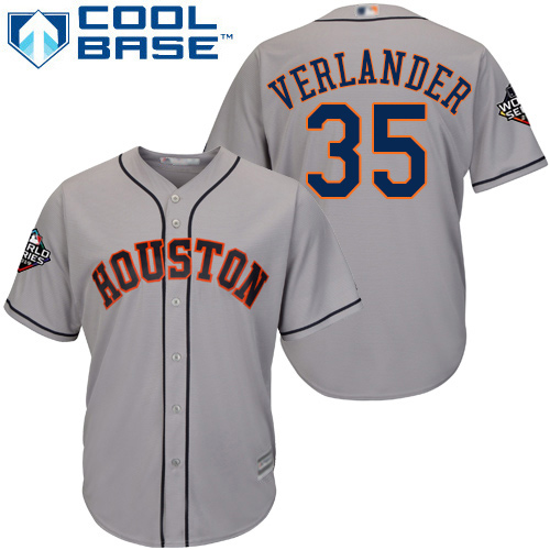 Astros #35 Justin Verlander Grey Cool Base 2019 World Series Bound Stitched Youth Baseball Jersey