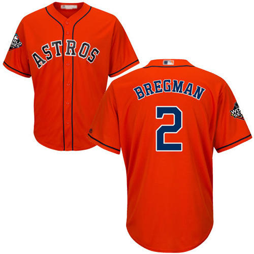 Astros #2 Alex Bregman Orange Cool Base 2019 World Series Bound Stitched Youth Baseball Jersey