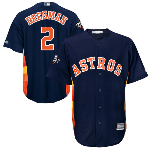 Astros #2 Alex Bregman Navy Blue Cool Base 2019 World Series Bound Stitched Youth Baseball Jersey