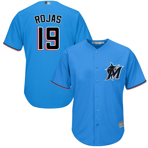 Marlins #19 Miguel Rojas Blue Cool Base Stitched Youth Baseball Jersey