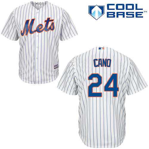 Mets #24 Robinson Cano White(Blue Strip) Cool Base Stitched Youth Baseball Jersey