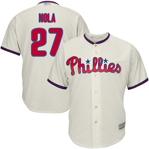 Phillies #27 Aaron Nola Cream Cool Base Stitched Youth Baseball Jersey