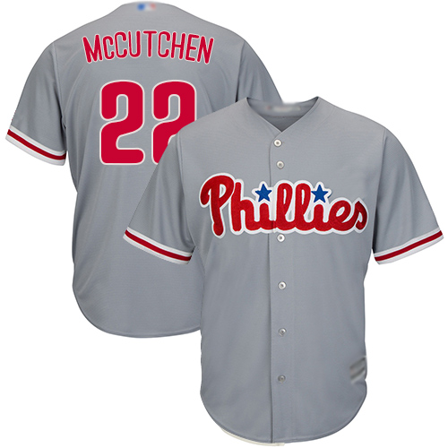 Phillies #22 Andrew McCutchen Grey Cool Base Stitched Youth Baseball Jersey