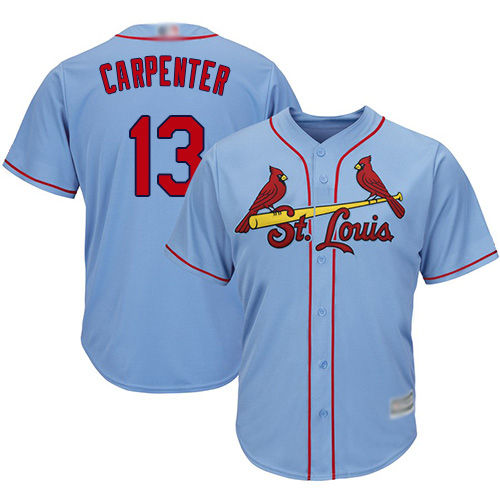 Cardinals #13 Matt Carpenter Light Blue Cool Base Stitched Youth Baseball Jersey