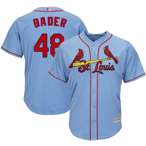 Cardinals #48 Harrison Bader Light Blue Cool Base Stitched Youth Baseball Jersey Cardinals #48 Harrison Bader Light Blue Cool Base Stitched Youth Baseball Jersey