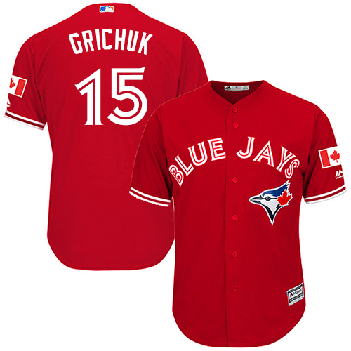 Blue Jays #15 Randal Grichuk Red Cool Base Canada Day Stitched Youth Baseball Jersey