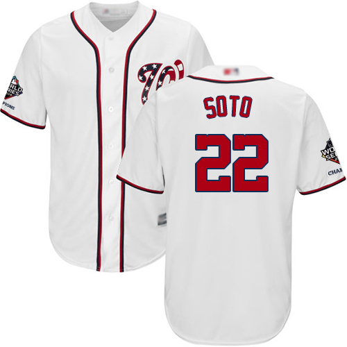 Nationals #22 Juan Soto White Cool Base 2019 World Series Bound Stitched Youth Baseball Jersey