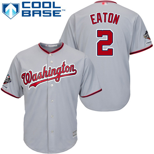 Nationals #2 Adam Eaton Grey Cool Base 2019 World Series Bound Stitched Youth Baseball Jersey