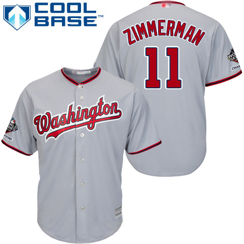 Nationals #11 Ryan Zimmerman Grey Cool Base 2019 World Series Bound Stitched Youth Baseball Jersey