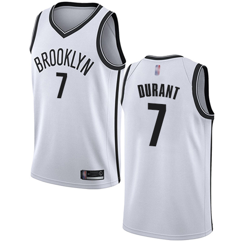 Nets #7 Kevin Durant White Youth Basketball Swingman Association Edition Jersey