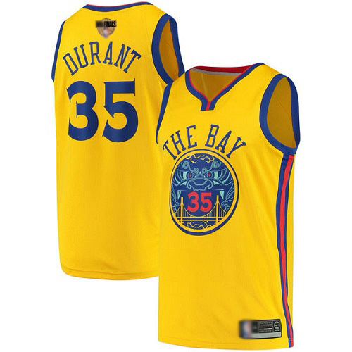 Warriors #35 Kevin Durant Gold 2019 Finals Bound Youth Basketball Swingman City Edition Jersey