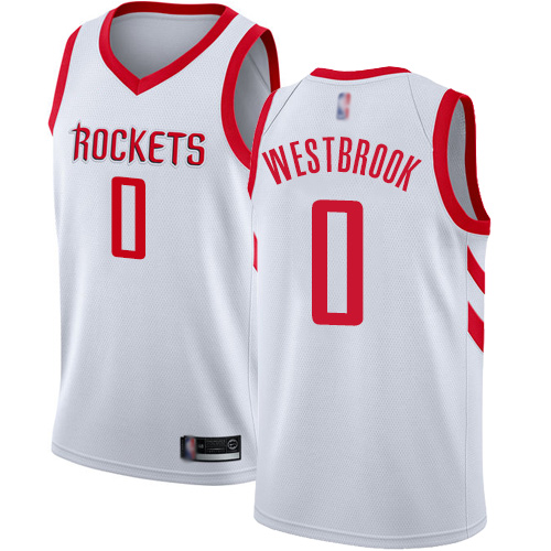 Rockets #0 Russell Westbrook White Youth Basketball Swingman Association Edition Jersey