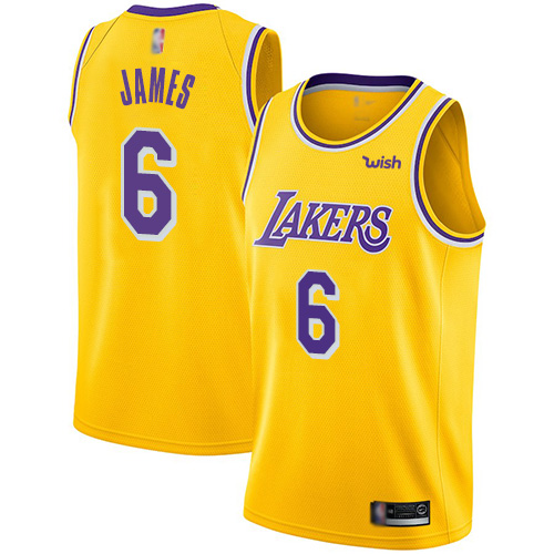 Lakers #6 LeBron James Gold Youth Basketball Swingman Icon Edition Jersey