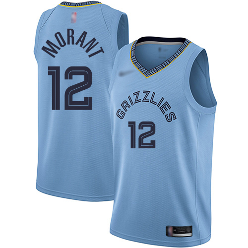 Grizzlies #12 Ja Morant Light Blue Youth Basketball Swingman Statement Edition Jersey