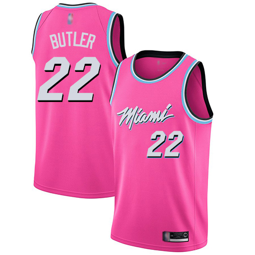 Heat #22 Jimmy Butler Pink Youth Basketball Swingman Earned Edition Jersey